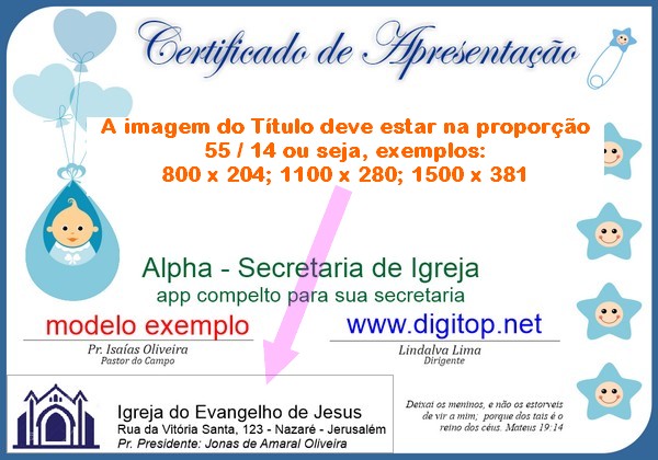 Certificado de Apresentação de Criança - Titulo