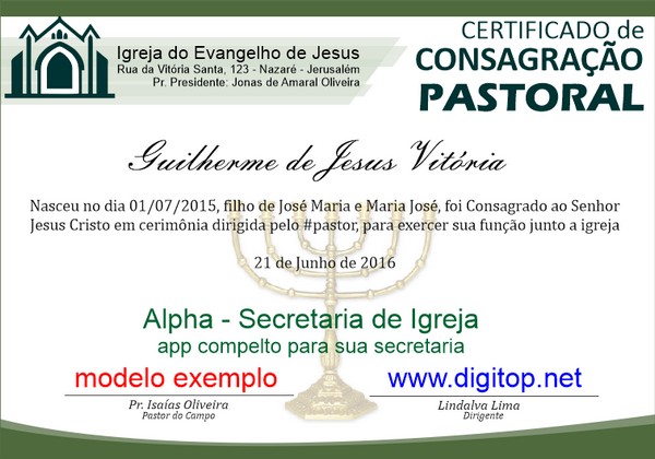 Certificado de Consagração